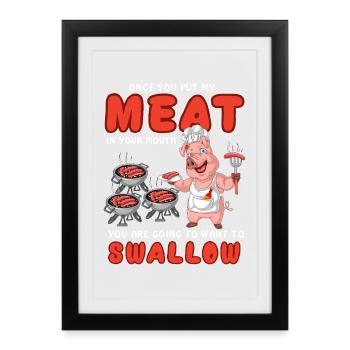Funny Pork Pig Grilling BBQ Shirt – Adult Humor - Framed poster (27 × 37 cm) - black - Front