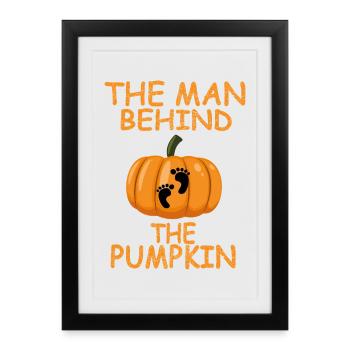 L’homme derrière la chemise d’Halloween Pumpkin Footprint - Affiche encadrée (27 × 37 cm) - noir - Devant