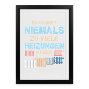 Chauffagiste Plombier Plombier de construction chauffage - Affiche encadrée (27 × 37 cm) - noir - Devant