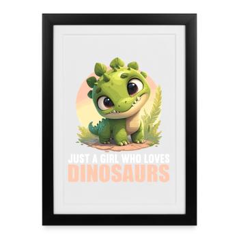 Dino Dinosaure Dinosaure - Affiche encadrée (27 × 37 cm) - noir - Devant