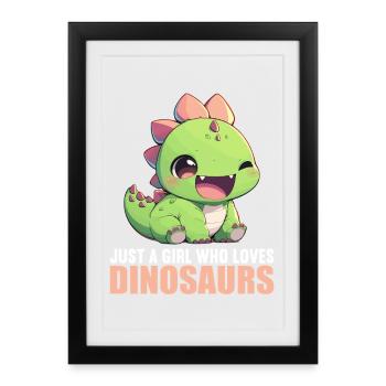 Dino Dinosaure Dinosaure - Affiche encadrée (27 × 37 cm) - noir - Devant