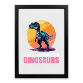 Dino Dinosaure Dinosaure - Affiche encadrée (27 × 37 cm) - noir - Devant