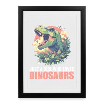 Dino Dinosaure Dinosaure - Affiche encadrée (27 × 37 cm) - noir - Devant