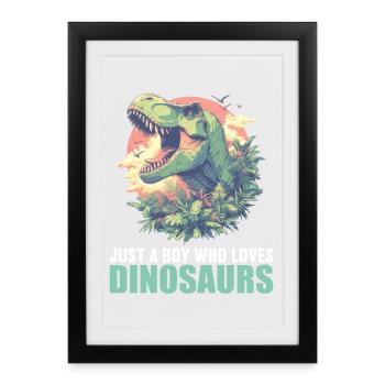 Dino Dinosaure Dinosaure - Affiche encadrée (27 × 37 cm) - noir - Devant