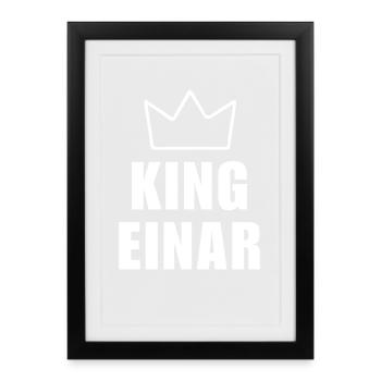 Einar Name with Letter E - King Crown Shirt - Framed poster (27 × 37 cm) - black - Front