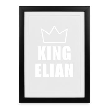 Elian Name with Letter E - King Crown Shirt - Framed poster (27 × 37 cm) - black - Front