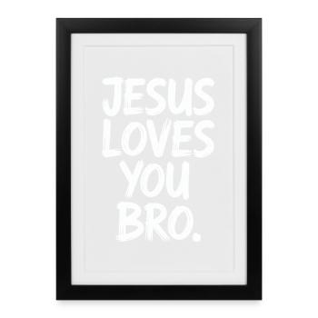 Jésus t'aime, frère, message inspirant - Affiche encadrée (27 × 37 cm) - noir - Devant