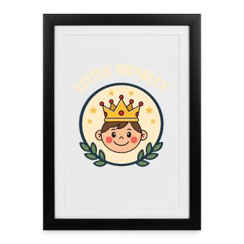 Little Royalty – Cute Boy with Crown - Framed poster (27 × 37 cm) - black - Front