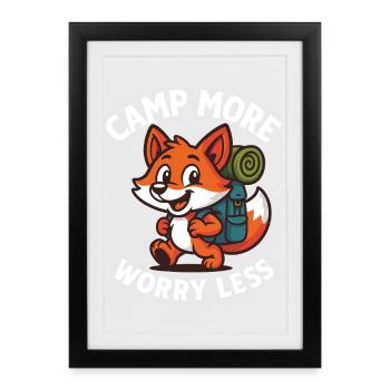 Camp More Worry Less Fox Design - Framed poster (27 × 37 cm) - black - Front