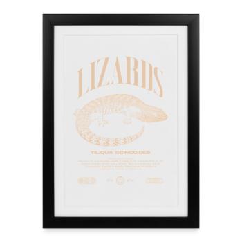 Langue Bleue Scinque Reptile Keeper Streetwear - Affiche encadrée (27 × 37 cm) - noir - Devant