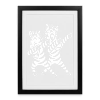 Dabbing Zebras Dancing - Framed poster (27 × 37 cm) - black - Front