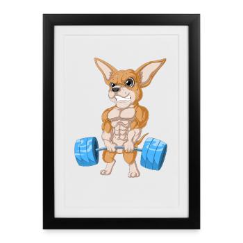 Haltérophilie Chihuahua - Affiche encadrée (27 × 37 cm) - noir - Devant