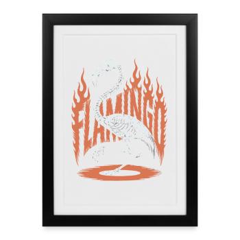 Flamingo Flames Skeleton Halloween - Framed poster (27 × 37 cm) - black - Front