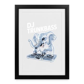 DJ Trunkbass Elephant au Mixer Rave Vibes - Affiche encadrée (27 × 37 cm) - noir - Devant