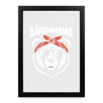 Future maman MAMAN OURS Bientôt maman Drôle - Affiche encadrée (27 × 37 cm) - noir - Devant