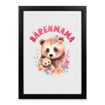 Future maman BEAR MAMA Drôle - Affiche encadrée (27 × 37 cm) - noir - Devant