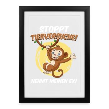 Animal welfare STOP ANIMAL TESTING TAKE MY EX - Framed poster (27 × 37 cm) - black - Front