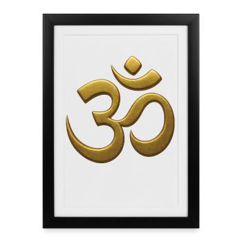 Om Mindfulness Affirmation Conscience spirituelle - Affiche encadrée (27 × 37 cm) - noir - Devant