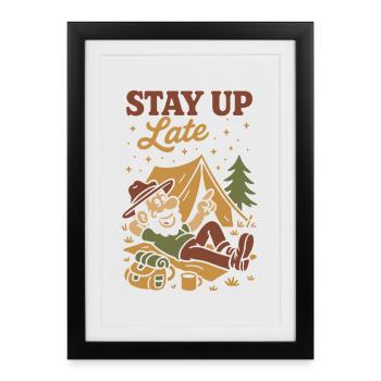 Drôle de camping camping-car ciel étoilé - Affiche encadrée (27 × 37 cm) - noir - Devant