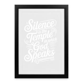 Silence – Dieu parle Design - Affiche encadrée (27 × 37 cm) - noir - Devant