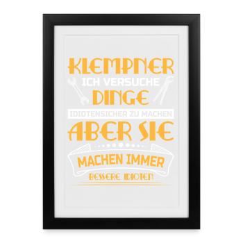 Heating Engineer Heating Construction Plumber Plumber - Framed poster (27 × 37 cm) - black - Front