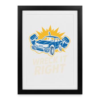 Demolition Derby Fan Pit Crew Crash Driver Fair - Framed poster (27 × 37 cm) - black - Front