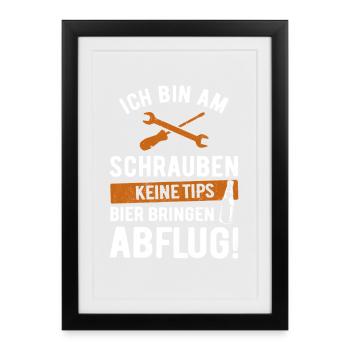 I'm screwing, no tips, bring beer - Framed poster (27 × 37 cm) - black - Front
