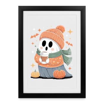 Ghost Cute Halloween Autumn - Framed poster (27 × 37 cm) - black - Front