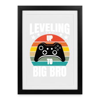 Gaming Gamer Brother qui monte de niveau jusqu’à Big Bro - Affiche encadrée (27 × 37 cm) - noir - Devant