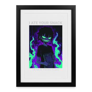 Dark Phonk Anime Creepy J'ai mangé ton goûter - Affiche encadrée (27 × 37 cm) - noir - Devant