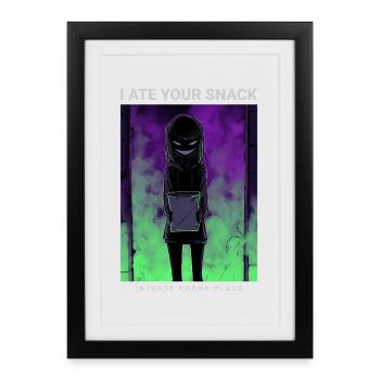 Phonk d'anime effrayant J'ai mangé ton goûter - Affiche encadrée (27 × 37 cm) - noir - Devant