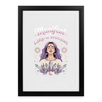 Manifesto Like a Woman Women Empowering Women's - Framed poster (27 × 37 cm) - black - Front