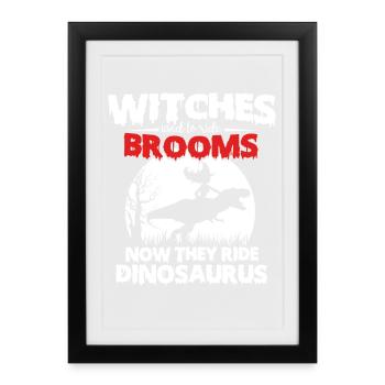 Sorcières et Dinosaures Halloween - Affiche encadrée (27 × 37 cm) - noir - Devant