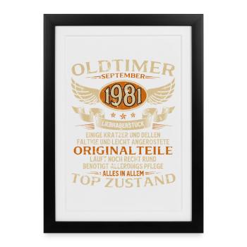 44th birthday gift vintage car September 1981 - Framed poster (27 × 37 cm) - black - Front