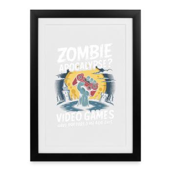Zombie Apocalypse Video Games Halloween Gamer - Framed poster (27 × 37 cm) - black - Front