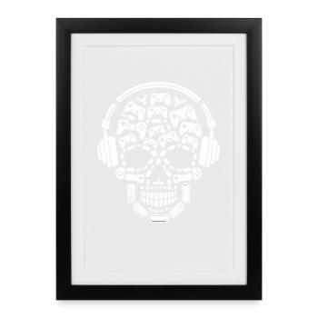 Skeleton Head Video Gaming Halloween Gamer - Framed poster (27 × 37 cm) - black - Front