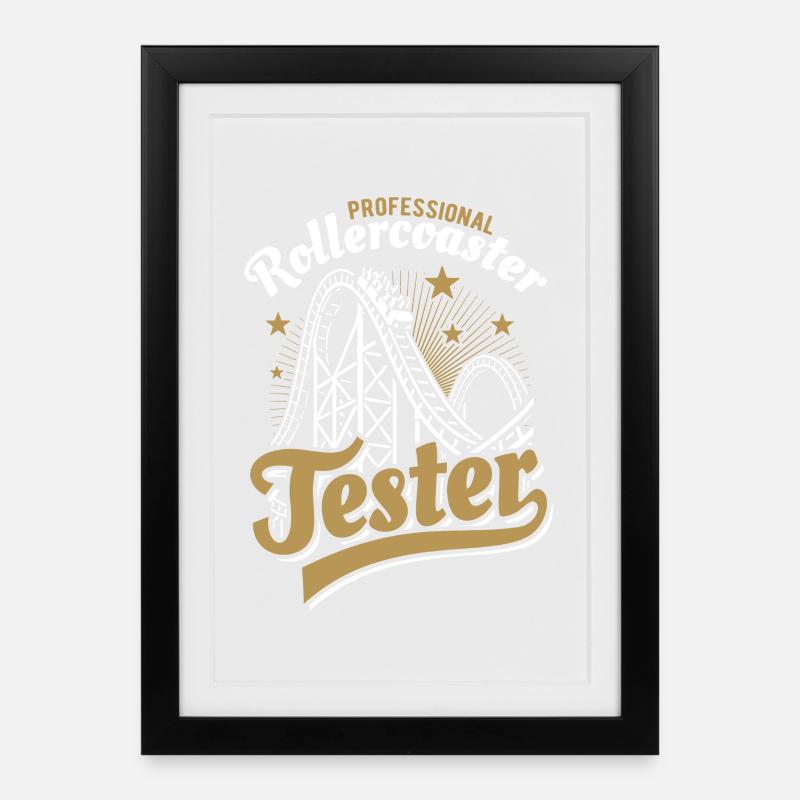 Professional Rollercoaster Tester - Gerahmtes Poster (27 × 37 cm) - Schwarz