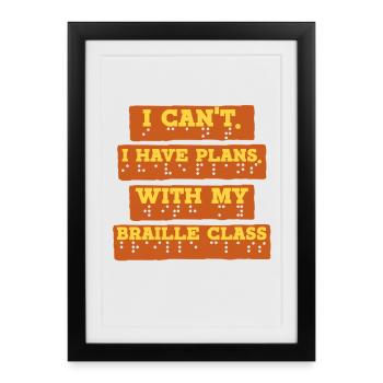 Professeur de braille Cours de braille en braille - Affiche encadrée (27 × 37 cm) - noir - Devant