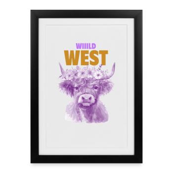 VACHE VIOLETTE DU SAUVAGE OUEST - Affiche encadrée (27 × 37 cm) - noir - Devant