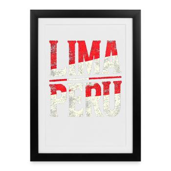 Lima Peru Retro Lettering - Framed poster (27 × 37 cm) - black - Front