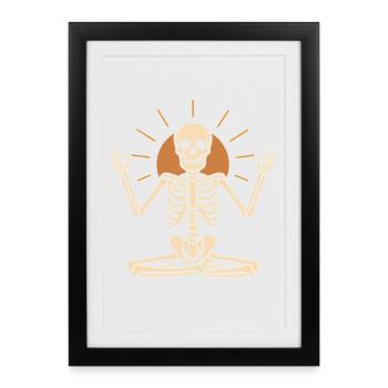 Squelette méditant avec cercle solaire - Affiche encadrée (27 × 37 cm) - noir - Devant