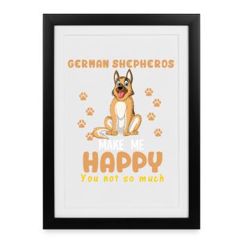 German Shepherd Happiness - Framed poster (27 × 37 cm) - black - Front