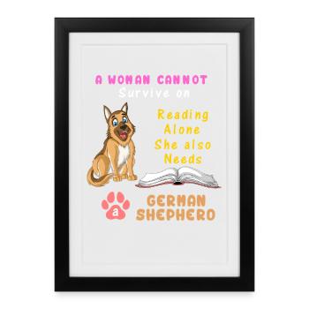 Book Lover German Shepherd - Framed poster (27 × 37 cm) - black - Front