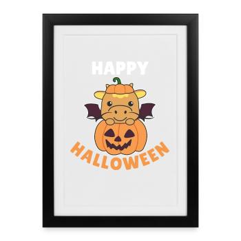 Costume de chauve-souris citrouille d'Halloween Dragon Happy - Affiche encadrée (27 × 37 cm) - noir - Devant