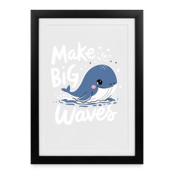Ocean Protection: Big Waves Hit With - Framed poster (27 × 37 cm) - black - Front