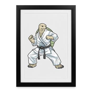Tortue Karaté Arts Martiaux - Affiche encadrée (27 × 37 cm) - noir - Devant