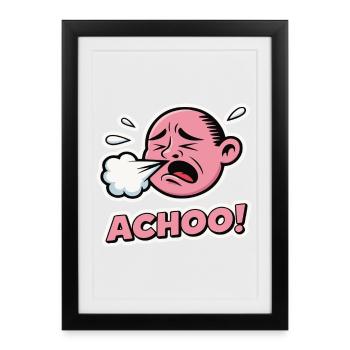 Vintage Comic Sneeze Expression Design - Framed poster (27 × 37 cm) - black - Front