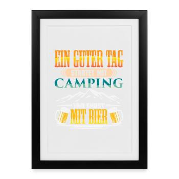 Camper Camping Caravan Saying - Framed poster (27 × 37 cm) - black - Front