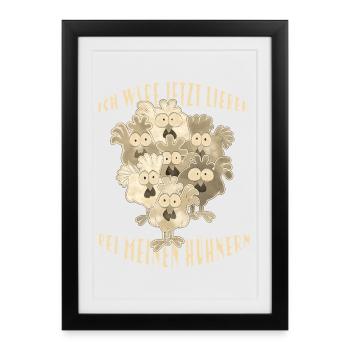 Dicton de poulets - Affiche encadrée (27 × 37 cm) - noir - Devant