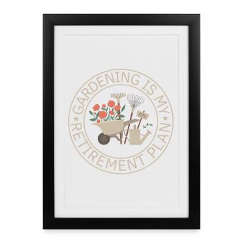 Jardinage Plan de retraite Devis de jardin - Affiche encadrée (27 × 37 cm) - noir - Devant